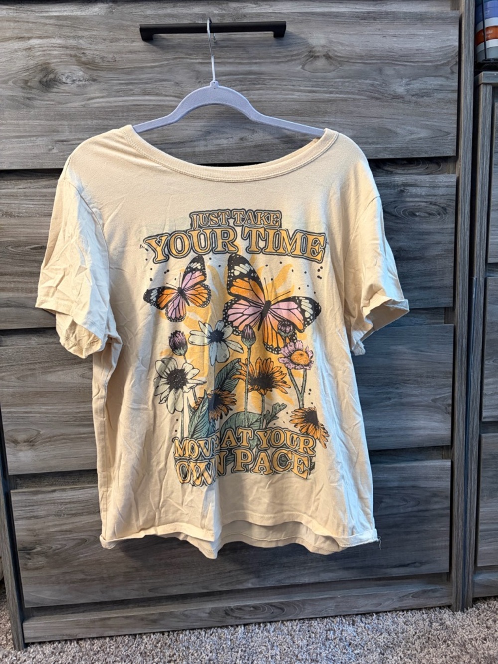 Zoe + Liv Cream Graphic Tee with Butterflies